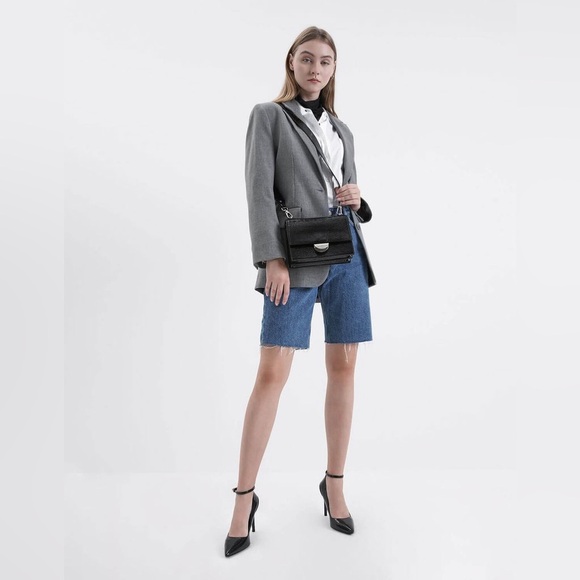 Charles & Keith Round Metal Accent Wrinkled Patent Bag - Picture 3 of 10